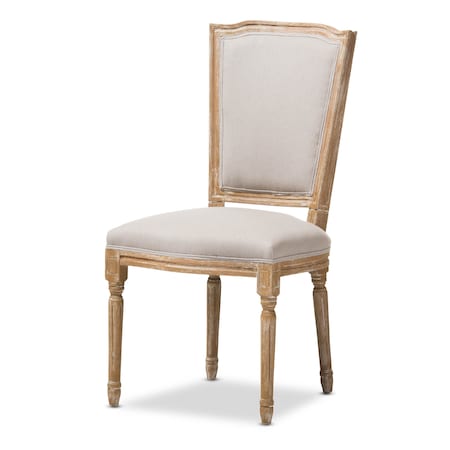 Baxton Studio Cadencia Oak Finish Wood and Beige Upholstered Dining Side Chair 133-7334